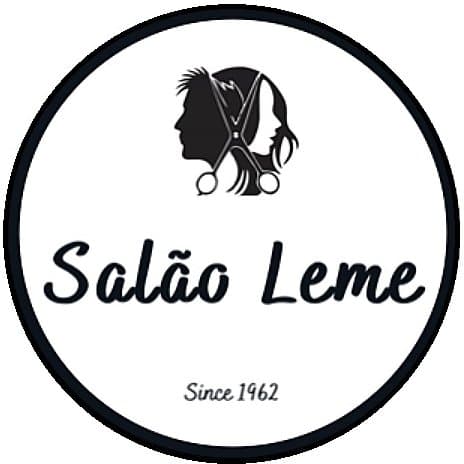 Logo do Salão Leme: duas cabeças com uma tesoura e a inscrição Since 1962